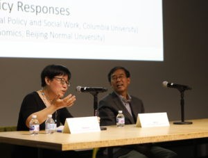 Qin Gao, Professor of Social Policy and Social Work at Columbia University, answers questions following her lecture titled “Urban Poverty in China: Driving Forces and Policy Responses. image