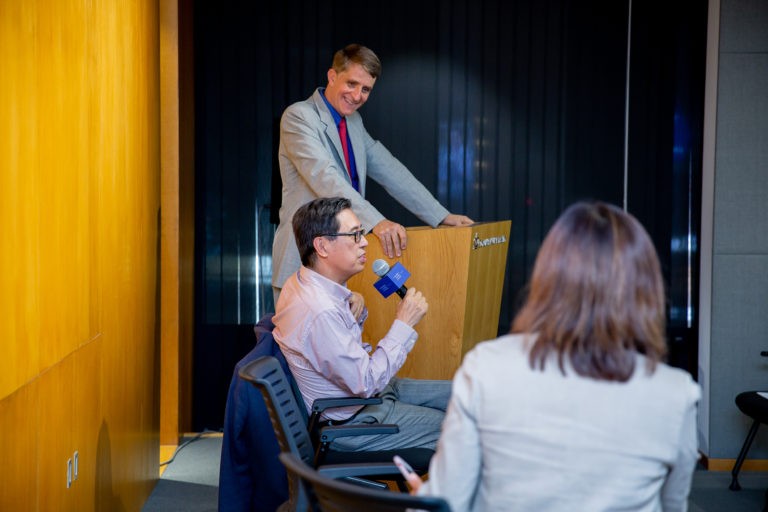 Reporting Asia panel discussion with Keith Bradsher, WEAI Director Eugenia Lean, and WEAI Professor Xiaobo Lü. image