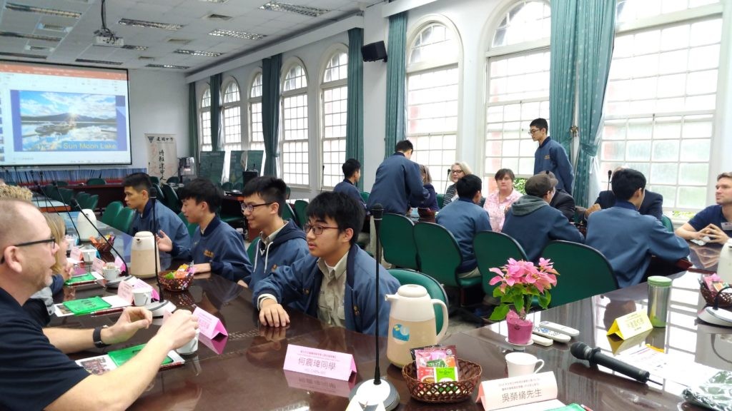 Representatives of the National Consortium for Teaching about Asia (NCTA) interact with students at the Affiliated Senior High School of Taiwan Normal University during a study tour. The Taiwan Economic and Cultural Office in New York helped organize the trip, hosted by the government of Taiwan for NCTA alumni teachers. image