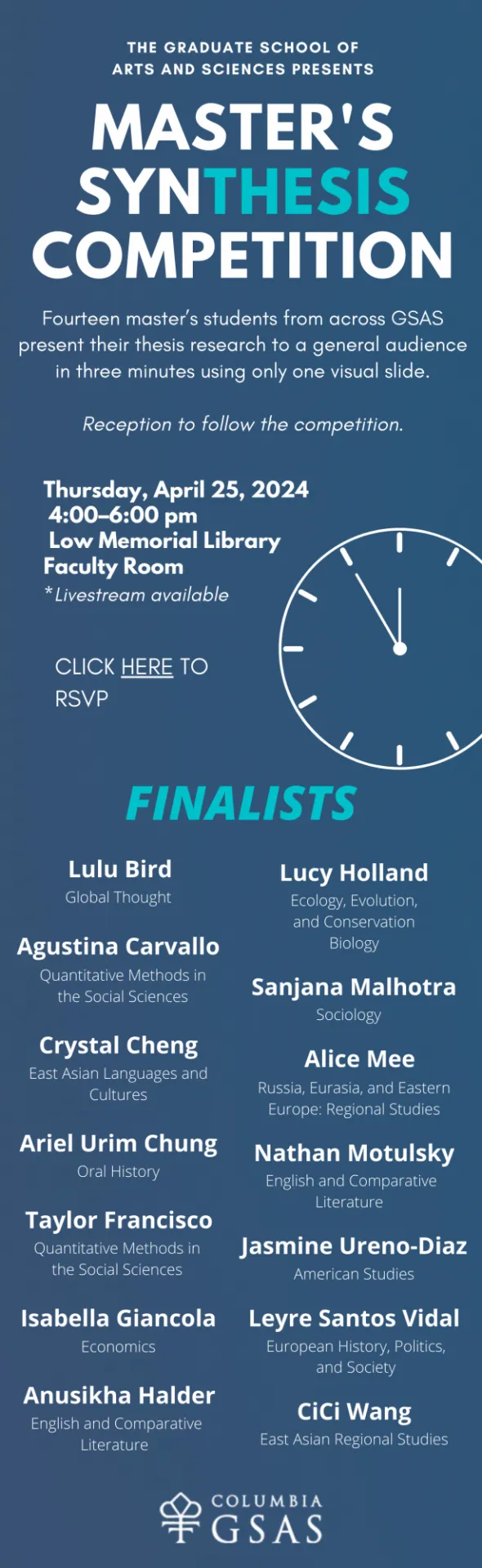CiCi Wang (MARSEA) selected as finalist for GSAS Master’s SynThesis Competition