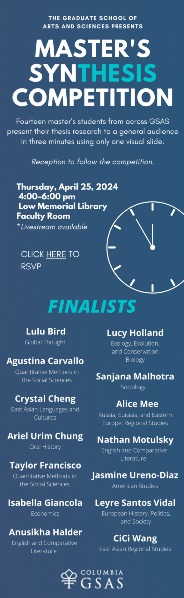 CiCi Wang (MARSEA) selected as finalist for GSAS Master’s SynThesis Competition