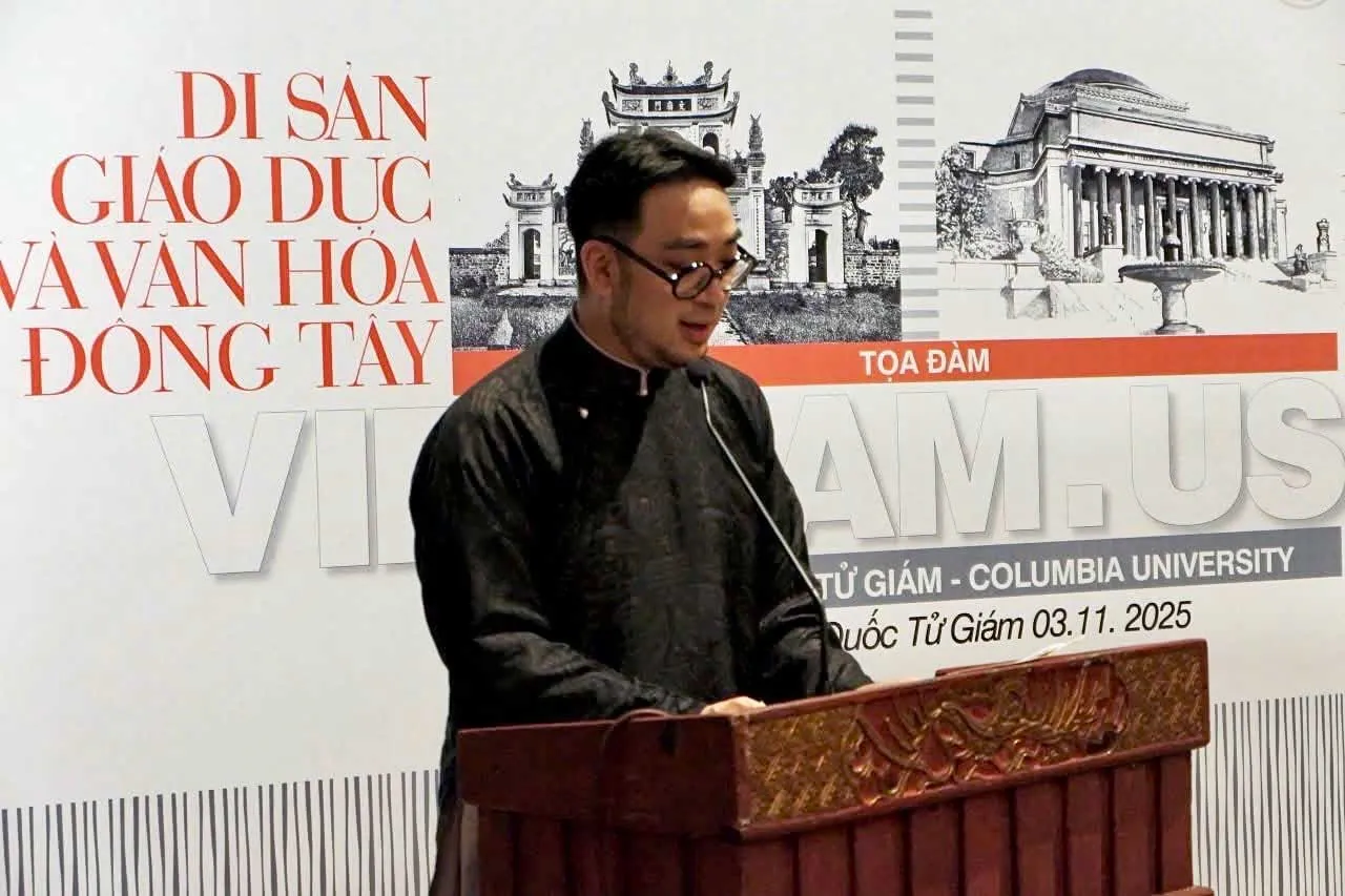 John Phan at the Temple of Literature–Quốc tử giám in Hanoi on Nov. 3, 2025. 