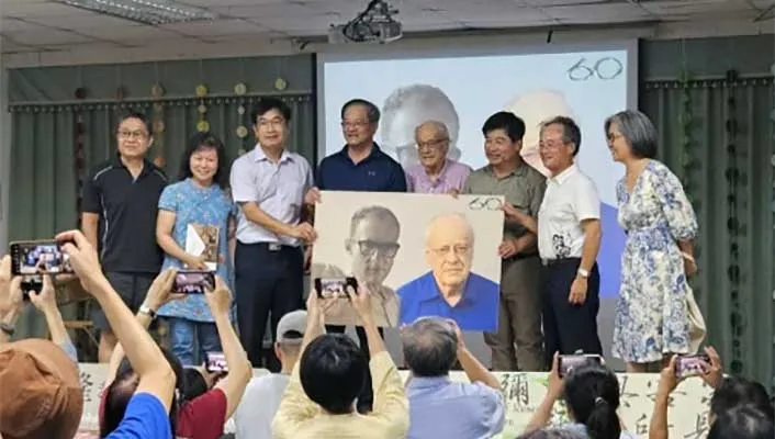 Myron Cohen (center) at a celebration in his honor in Meinan, Taiwan, in 2024
