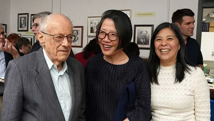 Myron Cohen with Weiping Wu and Eugenia Y. Lean at his retirement party on Oct. 18, 2024