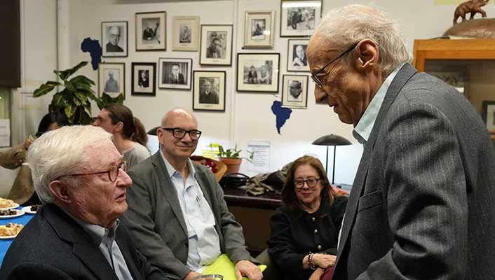L to R: David Johnson, Professor Emeritus, Department of History, UC Berkeley; Claudio Lomnitz, Chair of the Anthropology Department at Columbia University; Dr. Norma Elizondo; and Myron Cohen on Oct. 18, 2024