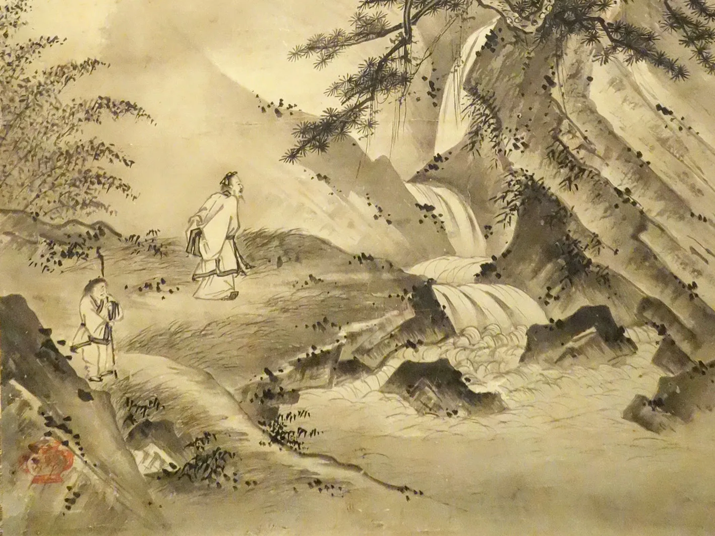 Li Bai viewing the waterfall (Wikimedia Commons)