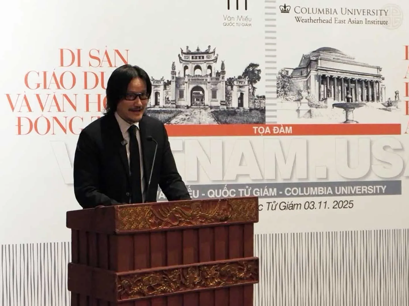WEAI Artist in Residence Tony Bui at the Temple of Literature – Quốc Tử Giám in Hanoi on Nov. 3, 2025