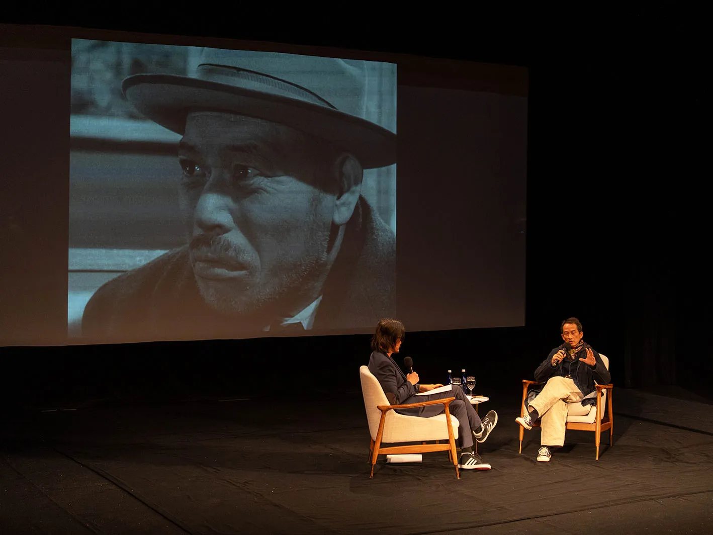 Tony Bui and Tran Anh Hung with a scene from Akira Kurosawa's "Ikiru," April 8, 2026